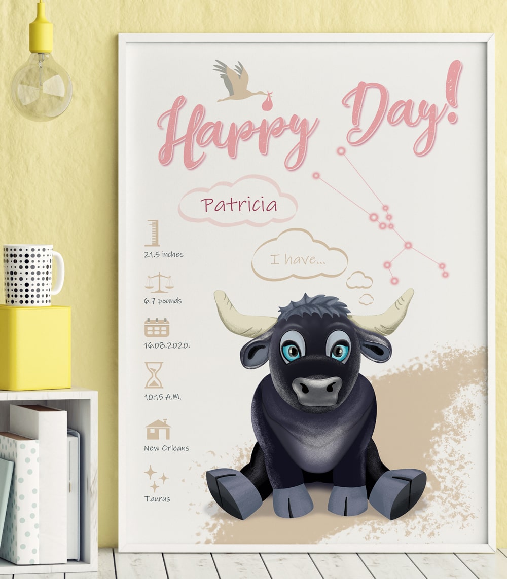 personalized-poster-for-newborns-taurus-closeup