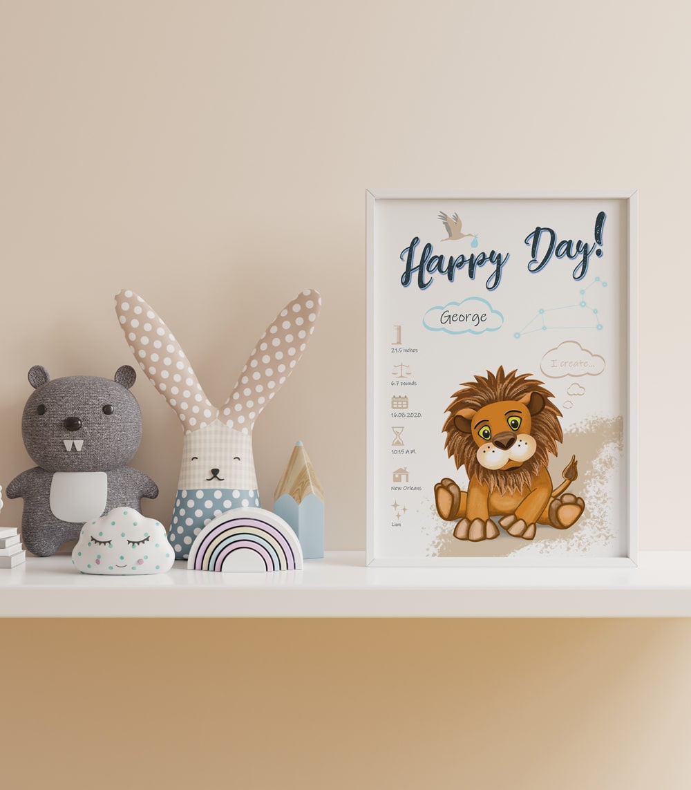 personalized-poster-for-newborns-lion-wallart